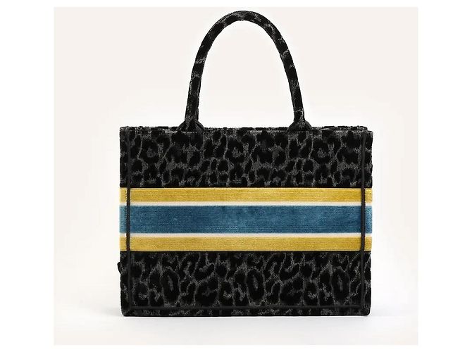 Dior Book Tote 36 Schwarz Leopardenmuster Canvas - Ansicht 2