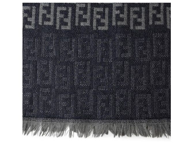 Zucca Stola in lana reversibile Fendi Marrone Nero - vista 6