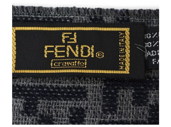 Zucca Stola in lana reversibile Fendi Marrone Nero - vista 7