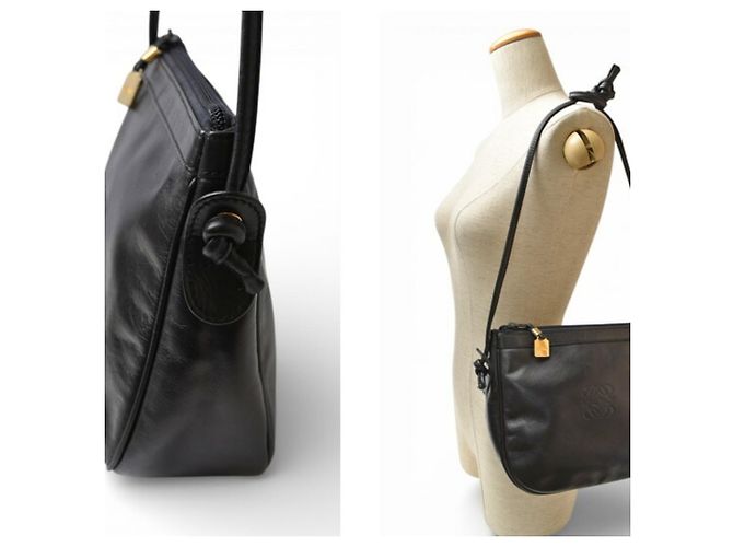 Borsa a spalla in pelle nera Loewe Nero - vista 3