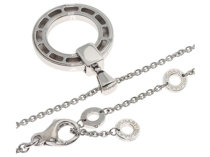 Bulgari Collana Bvlgari Double Logo con diamante 1P in oro bianco 18K - vista 2