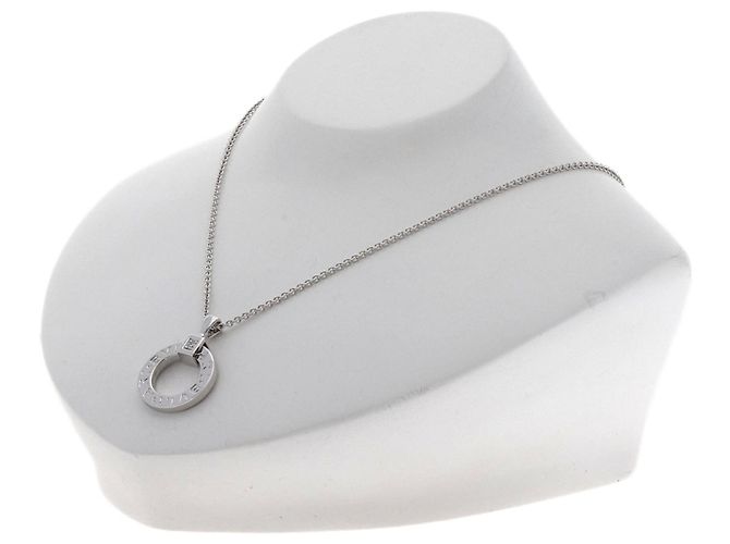 Bulgari Collana Bvlgari Double Logo con diamante 1P in oro bianco 18K - vista 5