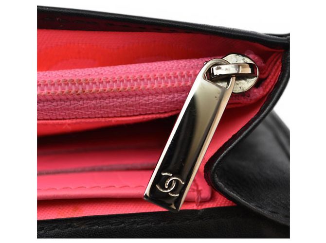 Cambon Billetera bi-fold Chanel Negro Rosa - vista 10