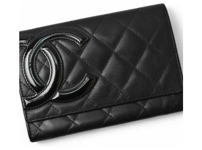 Cambon Billetera bi-fold Chanel Negro Rosa - vista 2