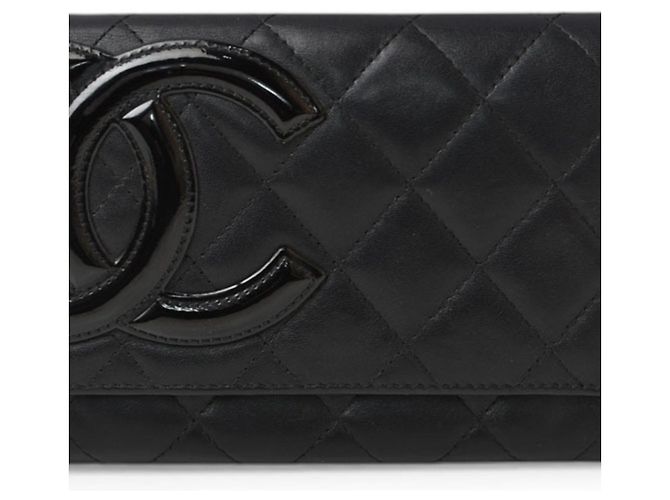 Cambon Billetera bi-fold Chanel Negro Rosa - vista 3