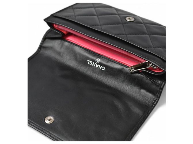 Cambon Billetera bi-fold Chanel Negro Rosa - vista 9