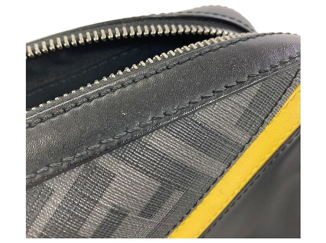 Fendi Diagonal Camera Case Umhängetasche Schwarz Gelb - Ansicht 13