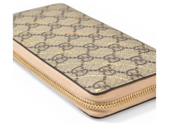 Portafoglio lungo Gucci GG Supreme beige e marrone - vista 3