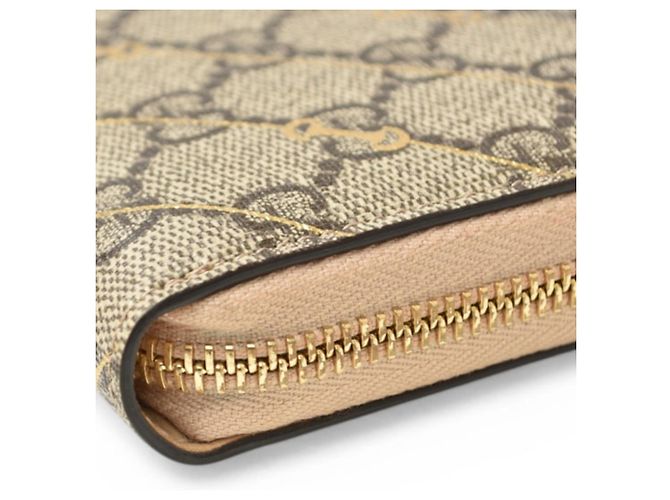 Portafoglio lungo Gucci GG Supreme beige e marrone - vista 5
