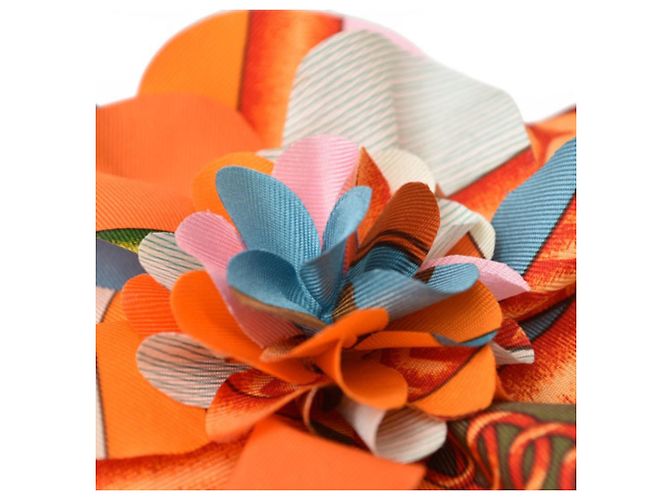 Fermaglio per capelli in seta Hermès Corsage Blu Arancione - vista 5
