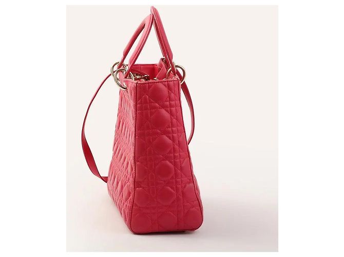 Borsa Lady Dior Dior grande rosa in pelle Cannage - vista 2