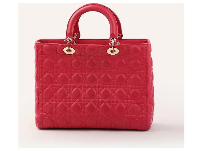Borsa Lady Dior Dior grande rosa in pelle Cannage - vista 3