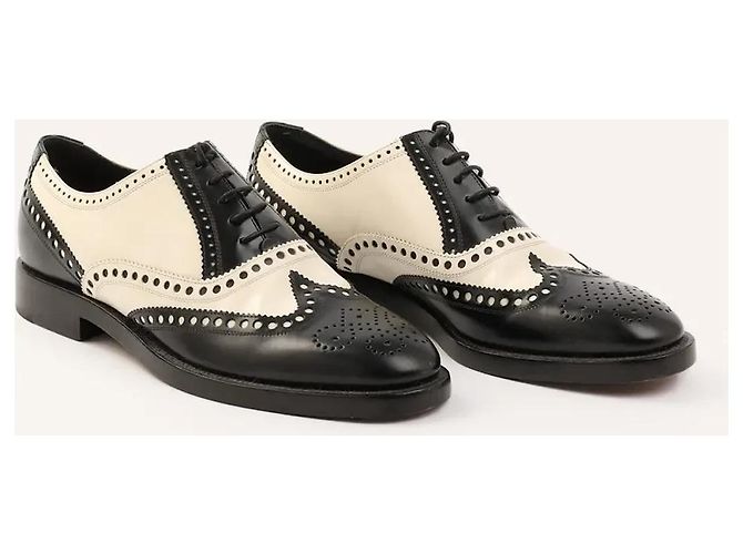 Mocassini Oxford Dior pelle nera e bianca 38 Nero - vista 2