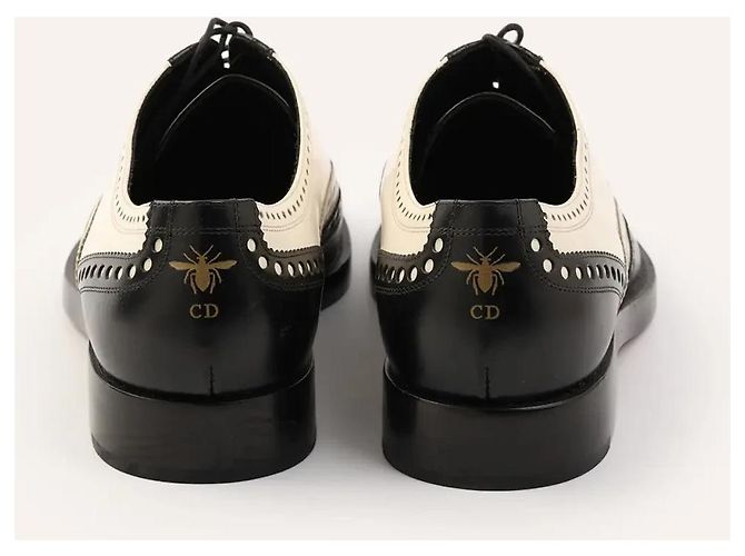 Mocassini Oxford Dior pelle nera e bianca 38 Nero - vista 3