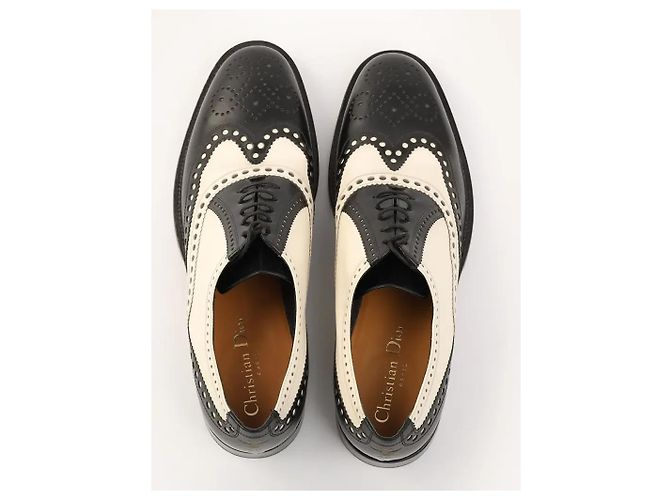 Mocassini Oxford Dior pelle nera e bianca 38 Nero - vista 4