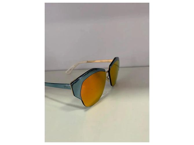 Dior Sonnenbrille aus Metall blauer Spiegelrahmen orangefarbene Gläser - Ansicht 5