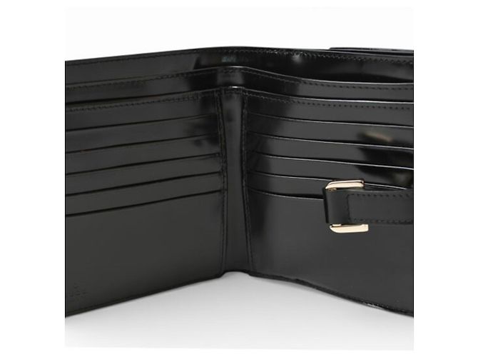 Gucci Bi-Fold Geldbörse aus schwarzem Emaille-Leder - Ansicht 15