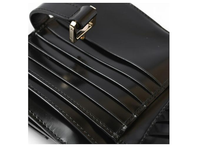 Gucci Bi-Fold Geldbörse aus schwarzem Emaille-Leder - Ansicht 19