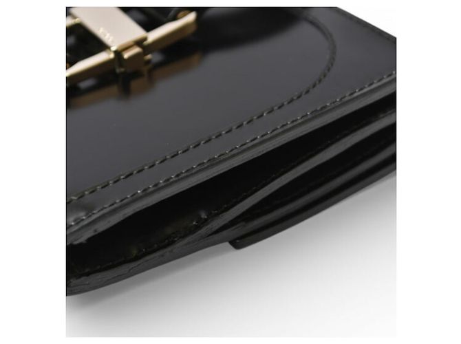 Gucci Bi-Fold Geldbörse aus schwarzem Emaille-Leder - Ansicht 6