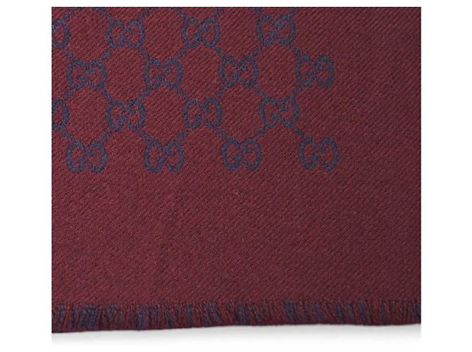 Sciarpa in lana reversibile Gucci Rosso Blu navy - vista 3