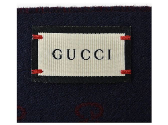 Sciarpa in lana reversibile Gucci Rosso Blu navy - vista 5