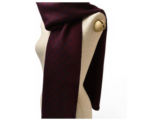 Sciarpa in lana reversibile Gucci Rosso Blu navy - vista 6