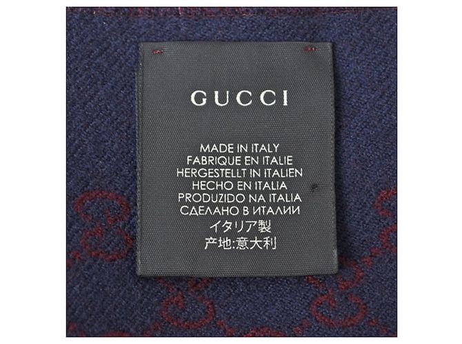 Sciarpa in lana reversibile Gucci Rosso Blu navy - vista 7