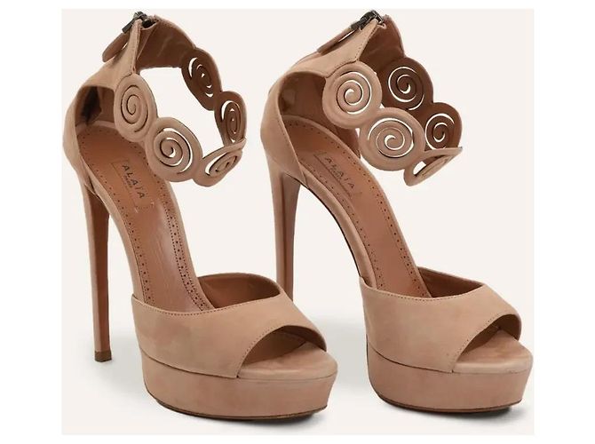 Sandali con platform Alaïa in suede rosa - vista 2