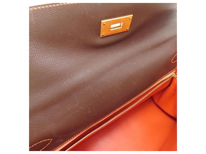 Borsa Hermès Kelly 40 Marrone Arancione - vista 13