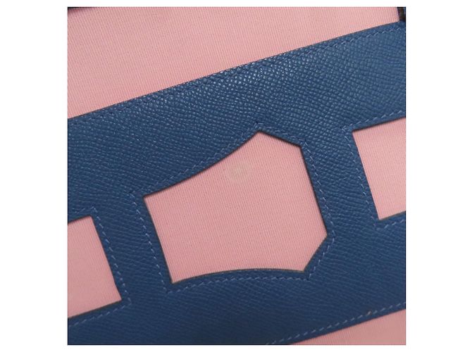 Borsa Tote Petit H di Hermès in blu e rosa - vista 11