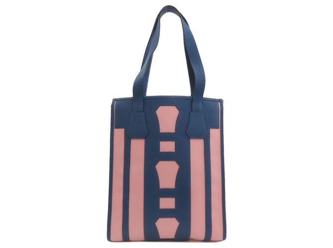 Borsa Tote Petit H di Hermès in blu e rosa - vista 2