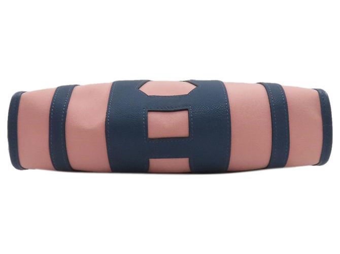Borsa Tote Petit H di Hermès in blu e rosa - vista 4