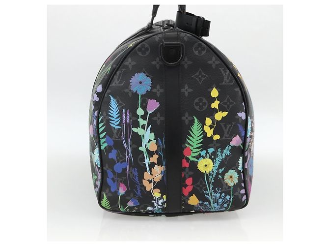 Louis Vuitton Keepall Bandouliere Limited Edition Foliage Monogram Eclipse 50 Nero - vista 3