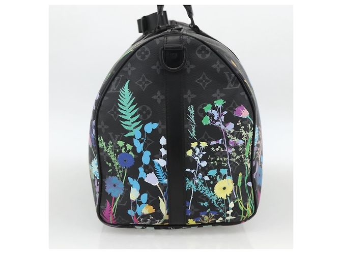 Louis Vuitton Keepall Bandouliere Limited Edition Foliage Monogram Eclipse 50 Nero - vista 4