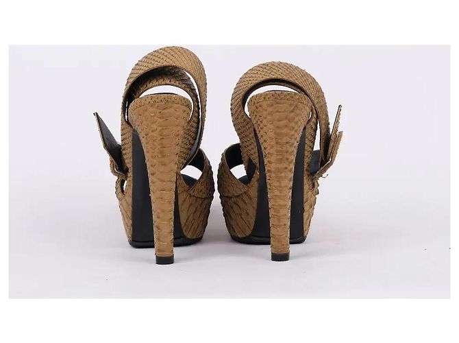 Barbara Bui Python Leather Ankle Strap Platform Sandals Golden - view 3
