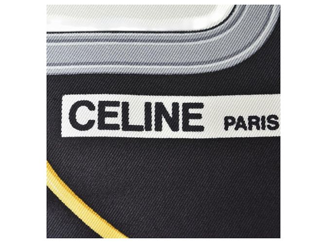 Céline Celine Carre 90 Schal Schwarz Weiß Golden - Ansicht 6