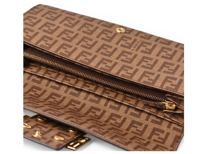 Fendi Zucca Lange Geldbörse Braun Beige - Ansicht 9