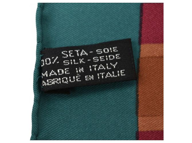 Céline Cachecol de seda Celine Preto Vermelho Verde - vista 5