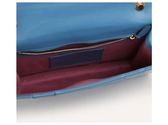 Borsa a spalla Bulgari Serpenti in pelle blu - vista 4