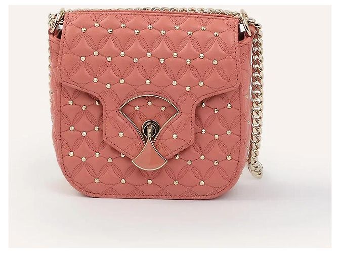 Borsa a mano Bulgari Diva in pelle rosa con borchie dorate - vista 2