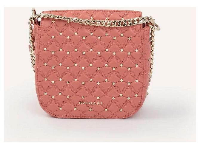 Borsa a mano Bulgari Diva in pelle rosa con borchie dorate - vista 3