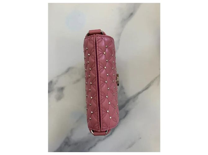 Borsa a mano Bulgari Diva in pelle rosa con borchie dorate - vista 5