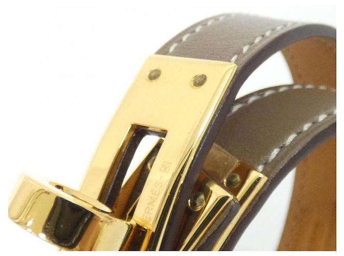 Bracciale Charm Double Tour Kelly di Hermès Beige Taupe - vista 3