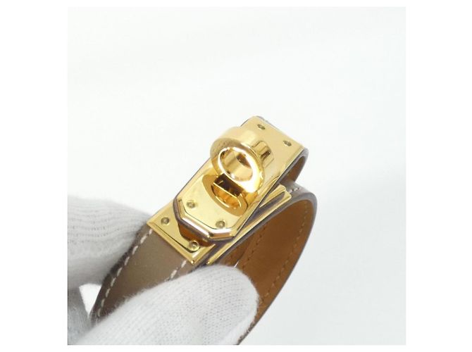 Bracciale Charm Double Tour Kelly di Hermès Beige Taupe - vista 4