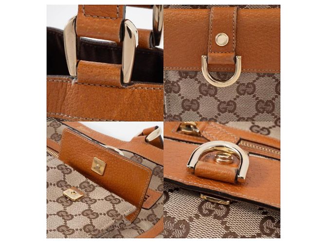 Borsa Tote Gucci Abbey Marrone in Tela GG e Pelle - vista 17