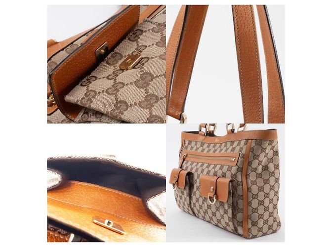 Borsa Tote Gucci Abbey Marrone in Tela GG e Pelle - vista 19