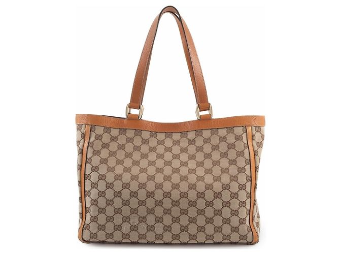 Borsa Tote Gucci Abbey Marrone in Tela GG e Pelle - vista 2