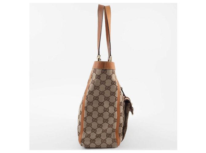 Borsa Tote Gucci Abbey Marrone in Tela GG e Pelle - vista 3