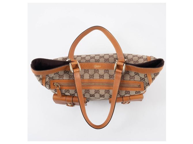 Borsa Tote Gucci Abbey Marrone in Tela GG e Pelle - vista 5