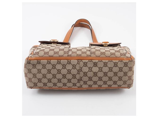 Borsa Tote Gucci Abbey Marrone in Tela GG e Pelle - vista 6